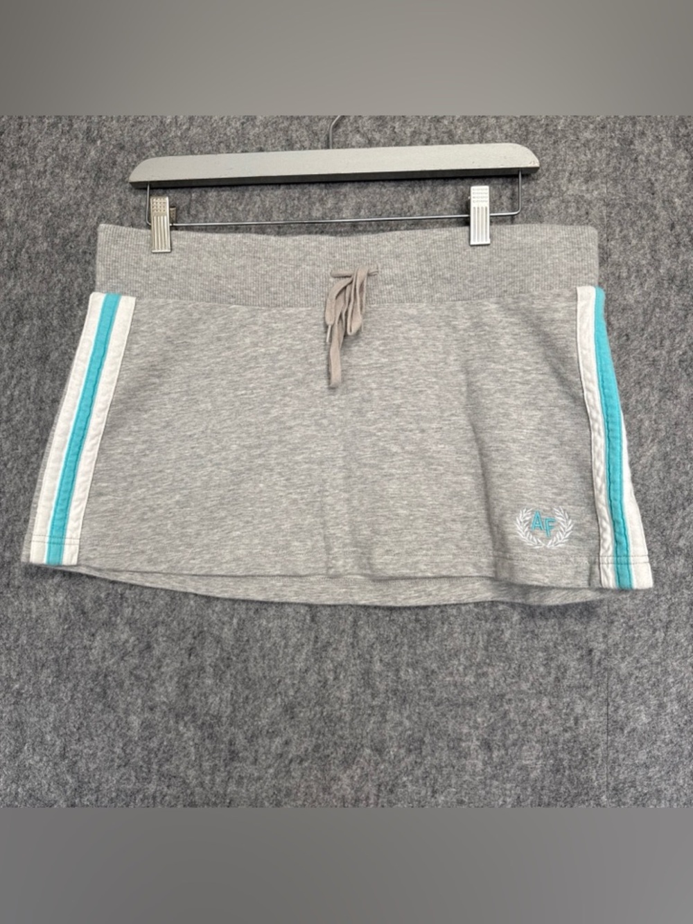Abercrombie & Fitch Light Gray Mini Skirt with Turquoise and White Side Stripes